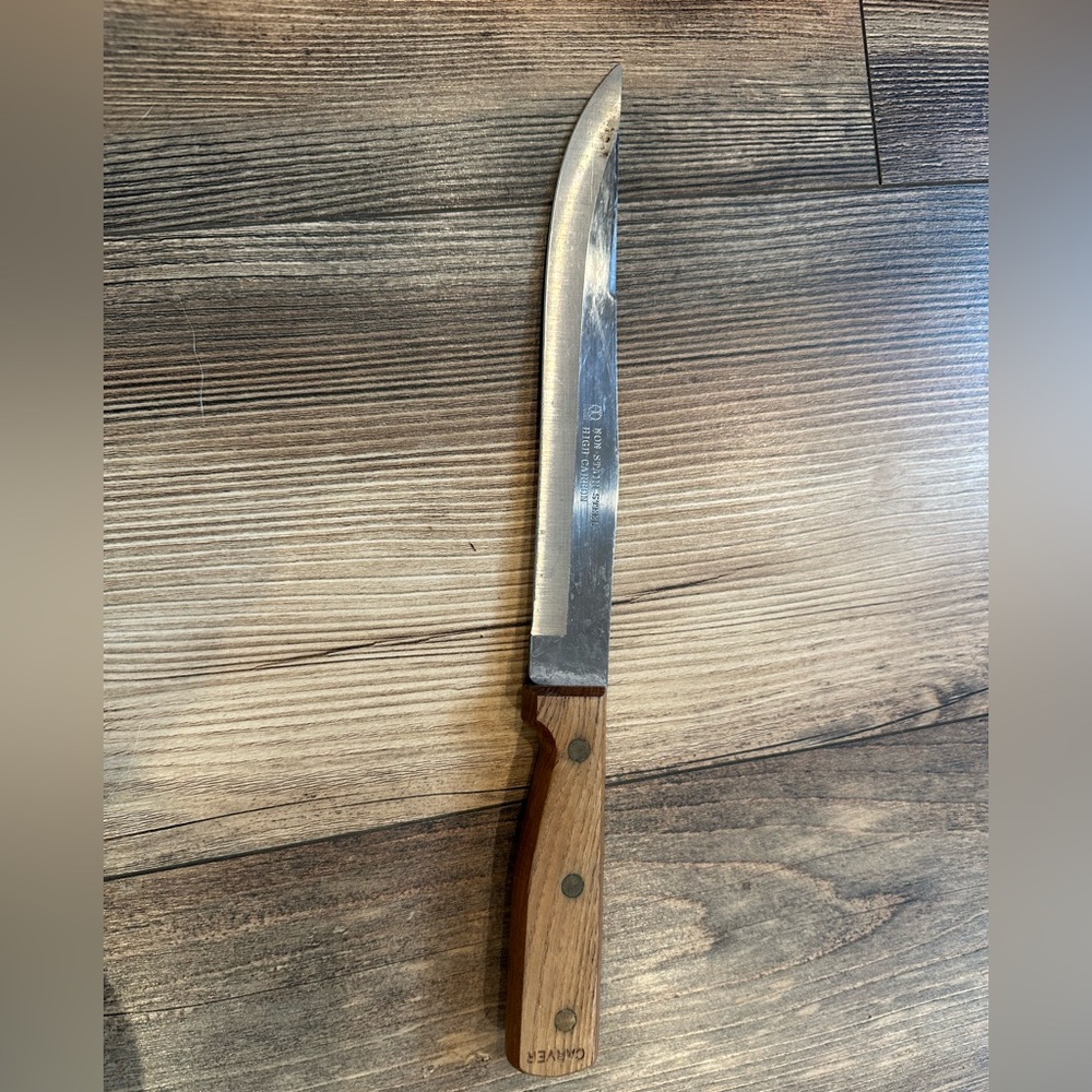 Vintage High Carbon Made in Japan Wood-Handled Carving Knife 8 inch Blade